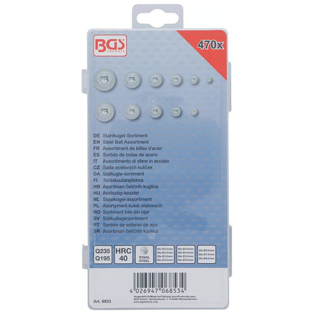 Asortyment kulek stalowych 470 szt., BGS 6853