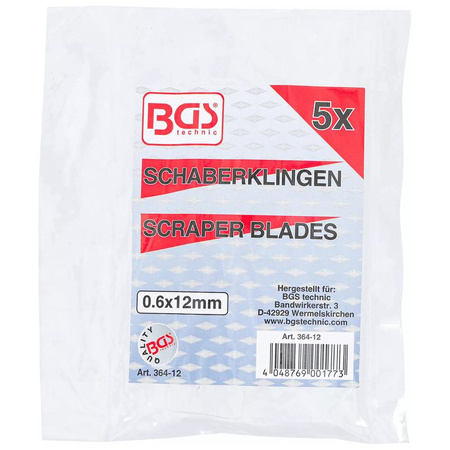 Zamienne ostrza skrobaka do BGS 364 0,6 x 12 mm 5 szt., BGS 364-12