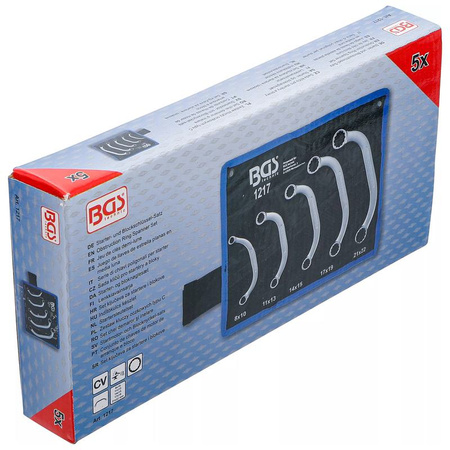 Zestaw 5 kluczy oczkowych typu C 8 x 10 - 21 x 22 mm, BGS 1217