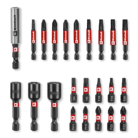 Zestaw bitów udarowych i nasadek 28 szt. 1/4" 25, 50mm S-CASE EINHELL