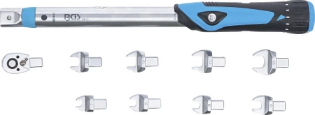 Klucz dynamometryczny z grzechotką 6,3 mm (1/4") 10-50 Nm i wymiennymi kluczami płaskimi, BGS 2813