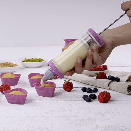 Strzykawka do dekorowania/prasa do ciastek, plastikowa, 6 końcówek FACKELMANN