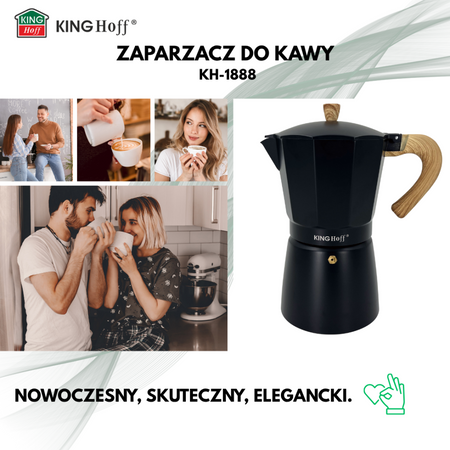 Aluminiowy zaparzacz ciśnieniowy do kawy, 12 filiżanek, czarny KINGHoff