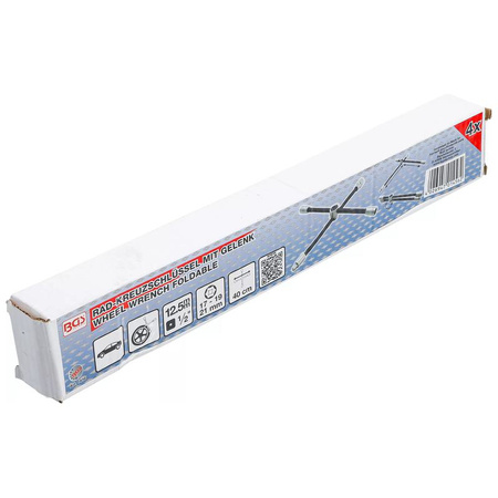 Klucz krzyżakowy z przegubem do kół do samochodów osobowych czworokąt 17 x 19 x 21 x 12,5 mm (1/2"), BGS 1456