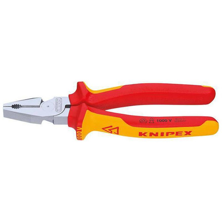 Szczypce uniwersalne o zwiększonym przełożeniu z rękojeściami izolowanymi VDE 180 mm KNIPEX 02 06 180