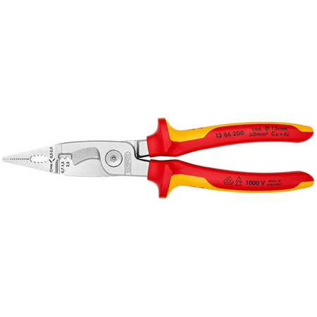 Szczypce wielofunkcyjne do prac elektroinstalacyjnych z izolowanymi rękojeściami 1000V VDE 200 mm KNIPEX 13 86 200