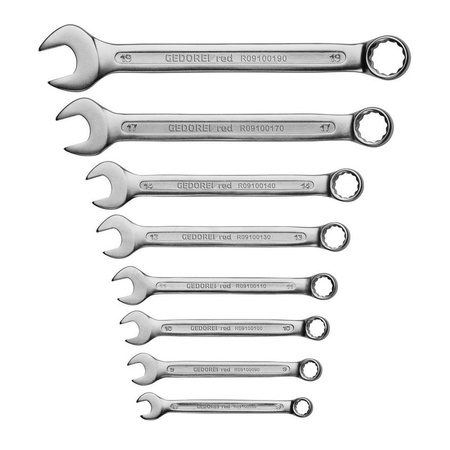 Zestaw 8 kluczy płasko-oczkowych 8–19 mm, GEDORE RED, R09105008