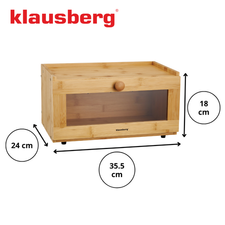 Bambusowy chlebak z akrylowym frontem 35,5 × 24 × 18 cm Klausberg