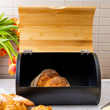 Chlebak drewniany czarny 32 × 24 × 20,5 cm Klausberg