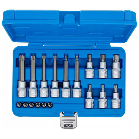 Zestaw nasadek z bitem 6,3 mm (1/4") / 12,5 mm (1/2") profil T (do Torx) 18 szt., BGS 5173