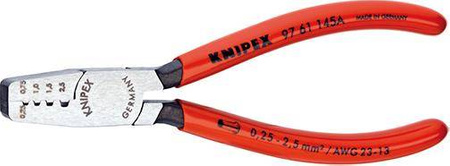 Szczypce do zgniatania tulejek kablowych z rękojeściami powlekanymi tworzywem sztucznym 145 mm KNIPEX 97 61 145 A