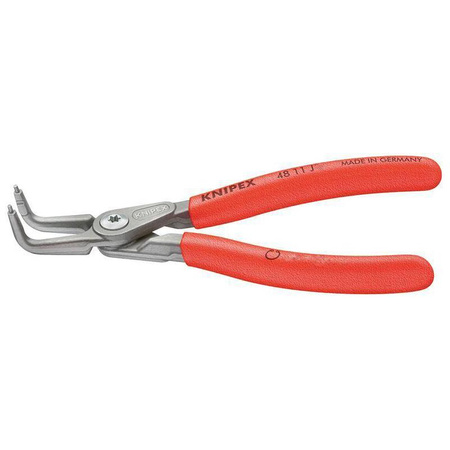 Szczypce zgięte do pierścieni osadniczych sprężynujących Ø 8-13 mm z rękojeściami powlekanymi tworzywem sztucznym KNIPEX 
48 21 J01