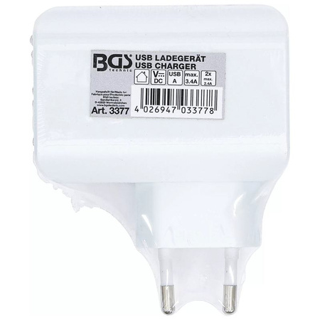 Uniwersalna ładowarka USB 3 porty USB maks. 3,4 A łącznie maks. 2,4 A / USB 110-240 V, BGS 3377