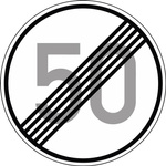 Znak drogowy 278-50 okrągły 600mm koniec ogranicenia 50 km/h