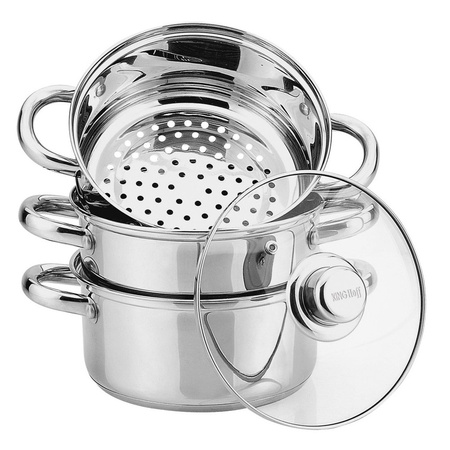 Stalowy garnek do gotowania na parze, Ø22 cm, pojemność 4 l, zestaw 4 elementów KINGHoff