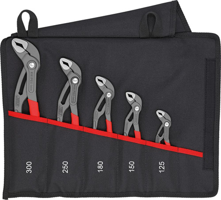 Zestaw szczypiec nastawnych do rur 5 szt. Cobra 125 150 180 250 300mm w zwijanym etui Knipex