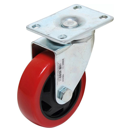 Kółko skrętne Ø 100 mm z przykręcaną podstawą, czerwono-czarne, BGS Diy 80663