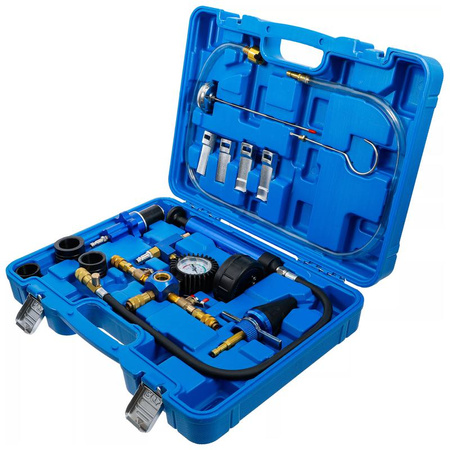 Zestaw narzędzi do testowania ciśnienia i napełniania układu chłodzenia 13 szt., BGS 74405