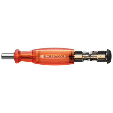 Kieszonkowy wkrętak z magazynkiem na 8 bitów z bitami PB Swiss Tools 6464.Red