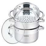 Garnek do gotowania na parze, stalowy, Ø20 cm, pojemność 3,1 l, zestaw 4-elementowy Klausberg