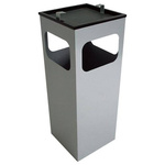 Popielnica stojąca z koszem na śmieci srebrna