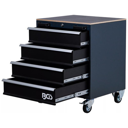 Wózek warsztatowy do systemu meblościanek, 4 szuflady, 630 x 789 x 530 mm, BGS 80220