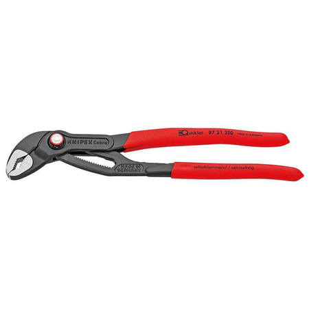 Szczypce nastawne do rur Cobra® QuickSet z rękojeściami powlekanymi tworzywem 300 mm KNIPEX 87 21 300