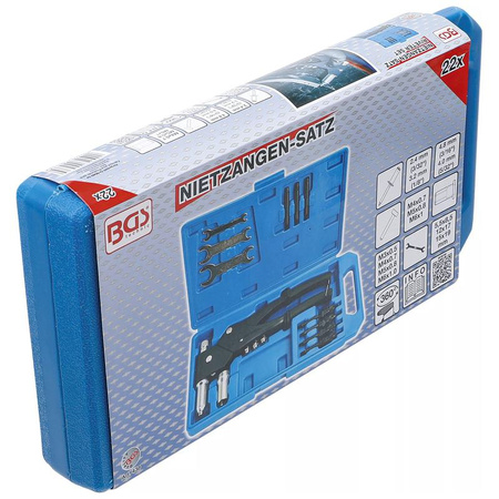 Zestaw szczypiec do nitów do standardowych nitów, nitonakrętek i nitowkrętów, BGS 438