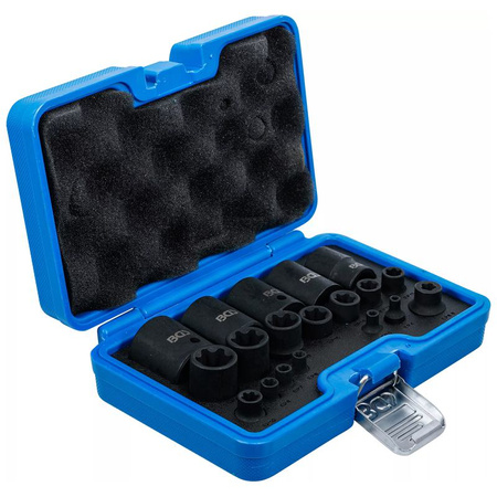 Zestaw 19 nasadek udarowych profil E Plus 6,3 mm (1/4"), 10 mm (3/8"), 12,5 mm (1/2") EP4 - E32, BGS 74554