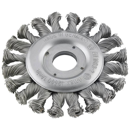 Szczotka tarczowa, drut ze stali nierdzewnej, pleciony w prawo/lewo 125x0,35mm FORMAT