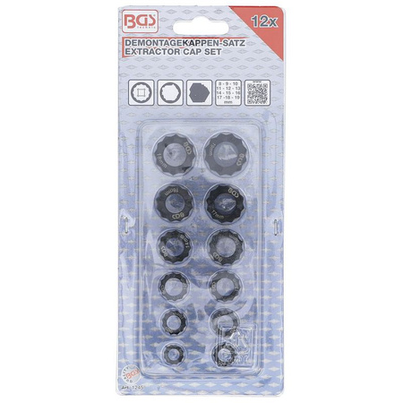Zestaw zaślepek do demontażu uszkodzonych śrub i nakrętek sześciokątnych 1, 2 szt., BGS 1245