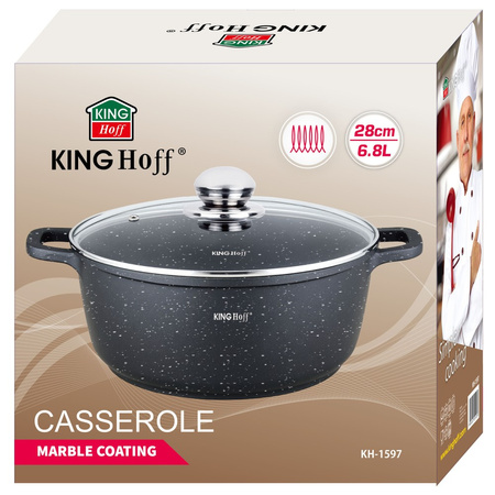 Garnek z powłoką marmurową Ø28 cm, pojemność 6,5 l, czarny KINGHoff