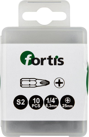 Bity 1/4 DIN3126 Phillips PH 1 x 25mm 10szt FORTIS