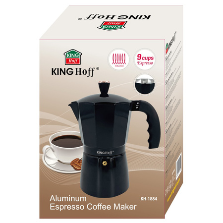 Aluminiowa kawiarka ciśnieniowa do kawy, 9 filiżanek, czarny/rose gold KINGHoff