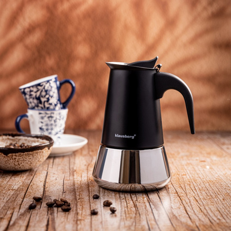 Kawiarka, zaparzacz do kawy ze stali 6 filiżanek, czarno-srebrny, Klausberg