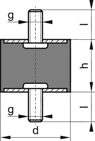 Wibroizolator gumowy A 2 śruby 40x20mm M8x23