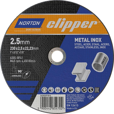 Tarcza tnąca metal/Inox Norton A30S-230x2.5x22.23mm