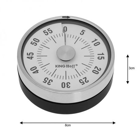 Stalowy minutnik kuchenny z zegarem na magnes 78,5 x 32 mm KINGHoff