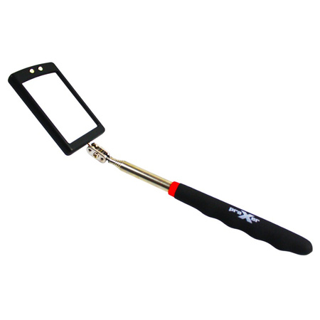 Lusterko inspekcyjne teleskopowe z oświetleniem LED prostokątne 52x83 mm, uchwyt 876 mm PRAXER