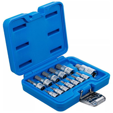 Zestaw 13 nasadek z bitem, gniazdo sześciokątne 2-14 mm, napęd 6,3 mm (1/4"), 10 mm (3/8"), 12,5 mm (1/2"), BGS 74257