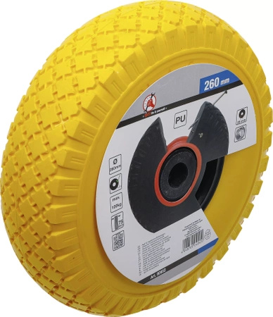 Koło do wózka transportowego PU Ø 260 mm żółto-czarne, BGS Diy 80652
