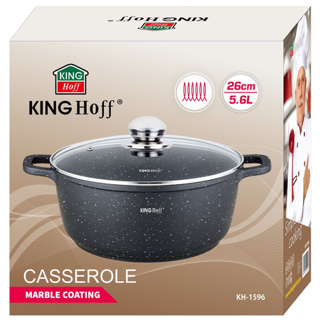 Garnek z powłoką marmurową Ø26 cm, pojemność 5,6 l, czarny KINGHoff