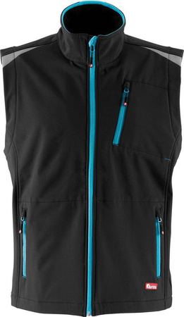 Kamizelka męska robocza bezrękawnik softshell XXL czarny/turkusowy FORTIS