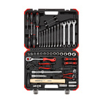 Zestaw narzędzi nasadowych Auto-Universal, 61 elementów - grzechotka, nasadki sześciokątne i akcesoria, GEDORE RED, R69003061