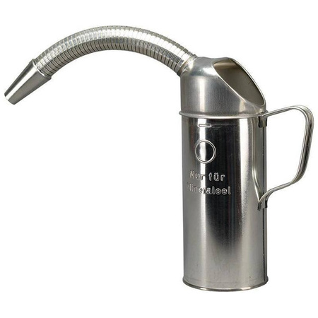 Miarka z białej blachy 1 l z elastyczną wylewką do olejów i płynów technicznch PRESSOL