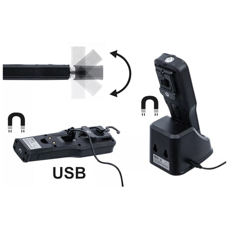 Lampa robocza COB-LED składana ze stacją ładowania, BGS 85347