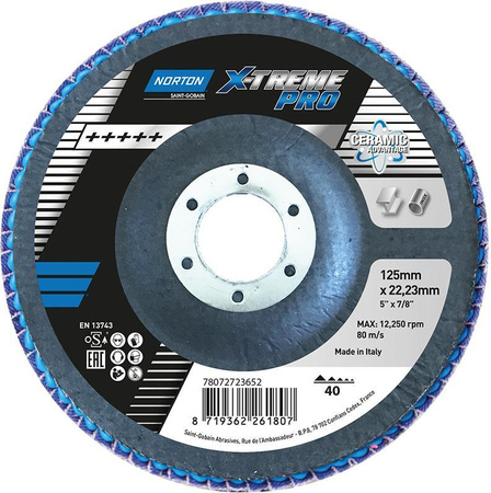 Ściernica listkowa talerz Norton X-Treme Pro 125mm P40