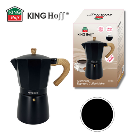 Aluminiowy zaparzacz ciśnieniowy do kawy, 12 filiżanek, czarny KINGHoff