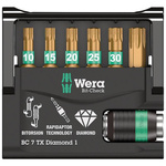 Zestaw bitów TORX® BiTorsion z uchwytem Rapidator Bit-Check 7 TX Diamond 1 Wera