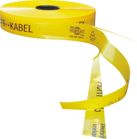 Taśma ostrzegawcza 250 m Określone punkty przerwania kabla T żółty